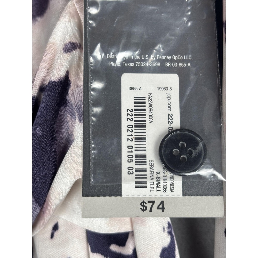 Worthington Shirt Dress Womens XS Multicolor Floral Satin Wrap Midi Tie Waist - Picture 6 of 16